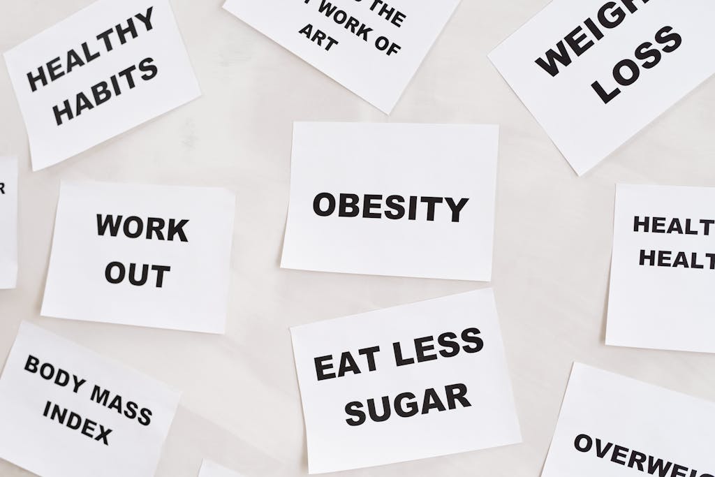 Conceptual image featuring diet culture terms. 